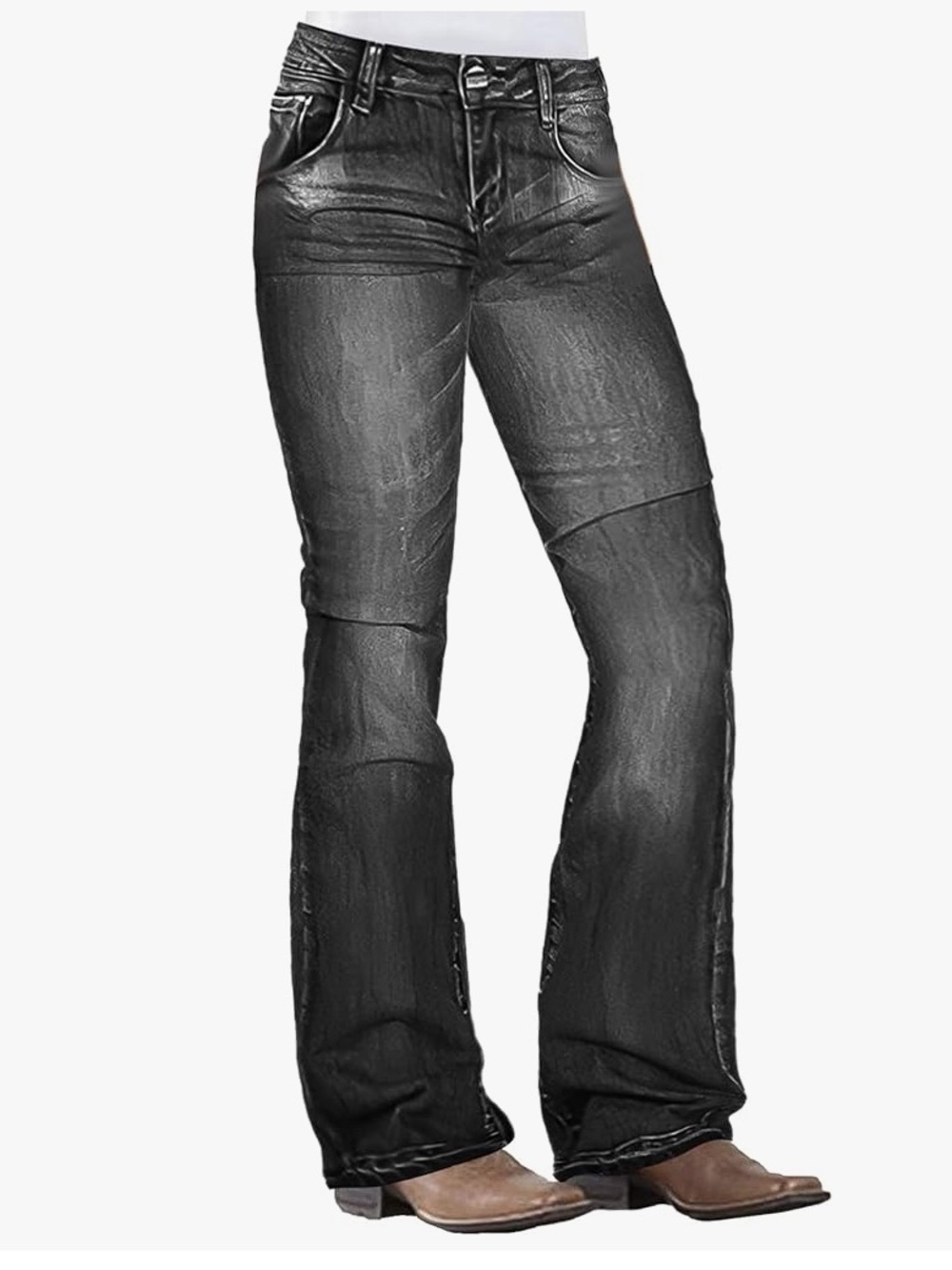 Flamingals Black Wash Mid Rise Bootcut Raw Hem Jeans Size Small NWT